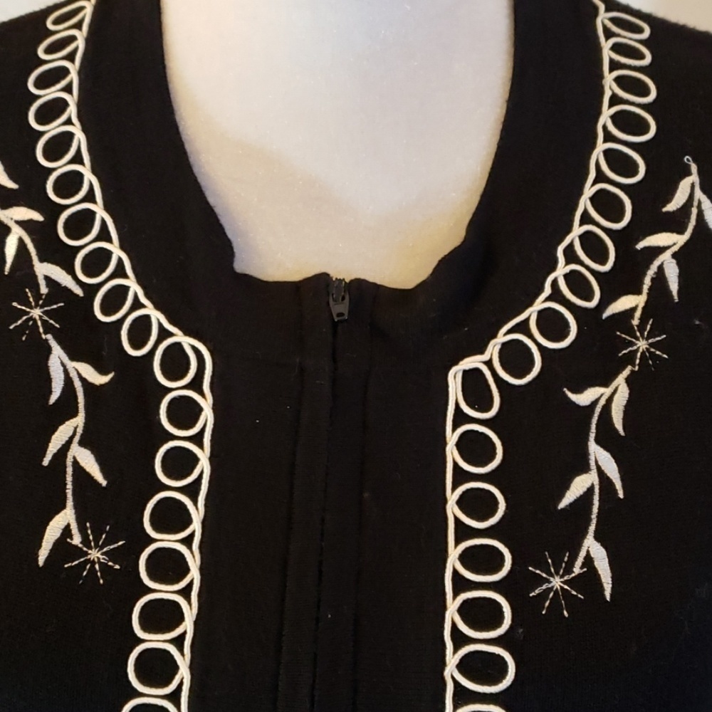 Dlg Petite Black Zip Up Sweater Cardigan PXS EUC - Picture 6 of 8